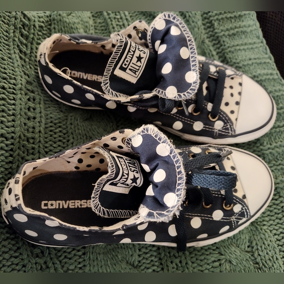 Converse All Star Low Top Polka Dot White Blue, Juniors 5 Or Winter Women's 7 - Picture 3 of 9